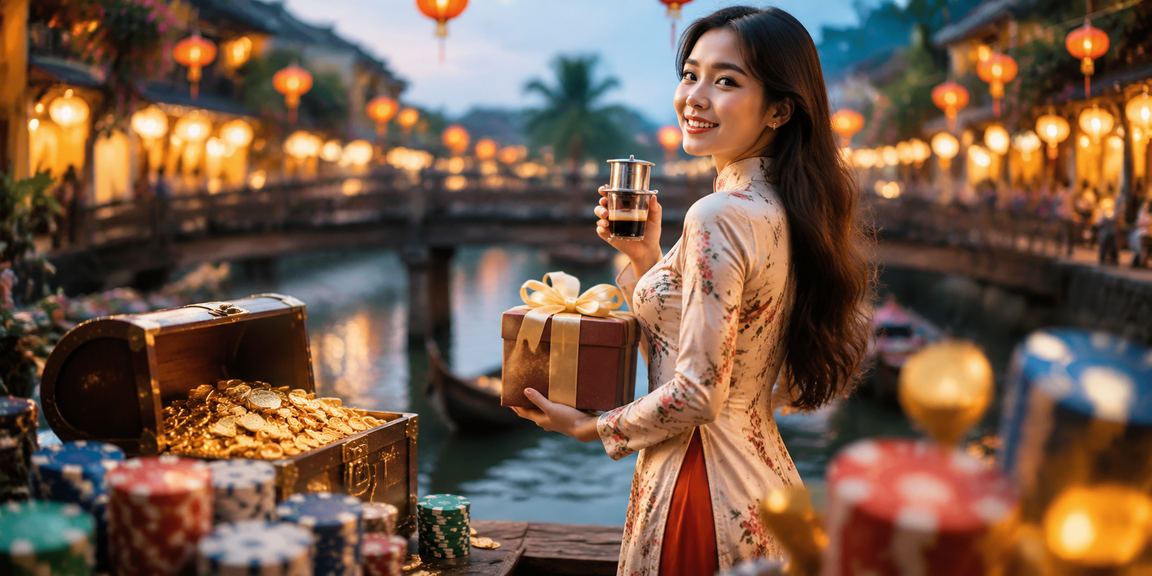 Người dùng tại Hội An thưởng thức cà phê và tìm hiểu chính sách bảo mật khi cá cược trực tuyến