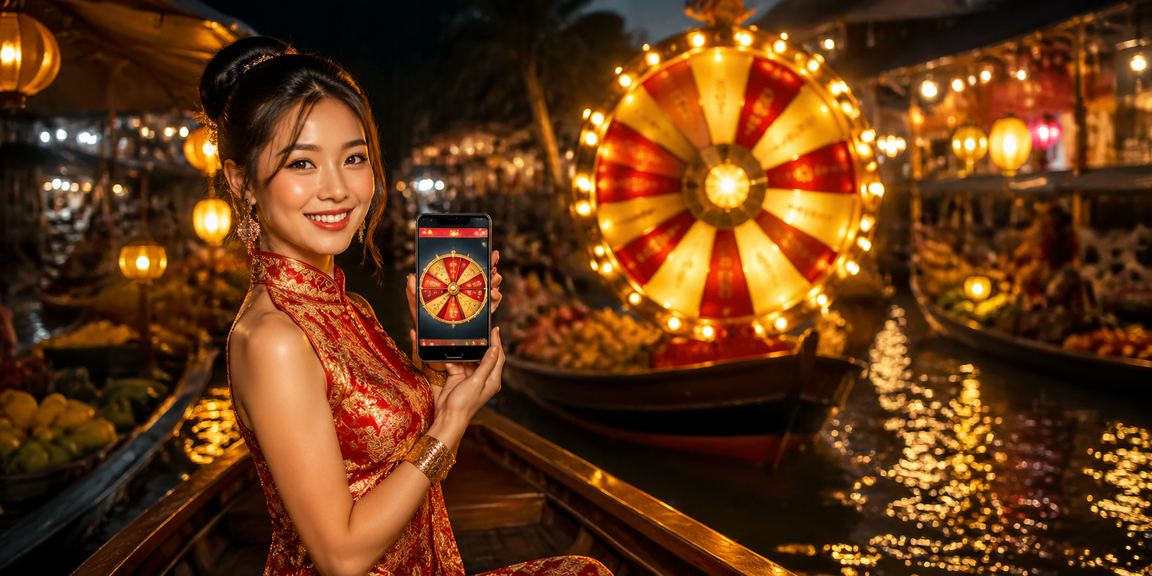 Khung cảnh chợ đêm ven sông Mekong với người chơi tham gia chương trình may mắn VIP